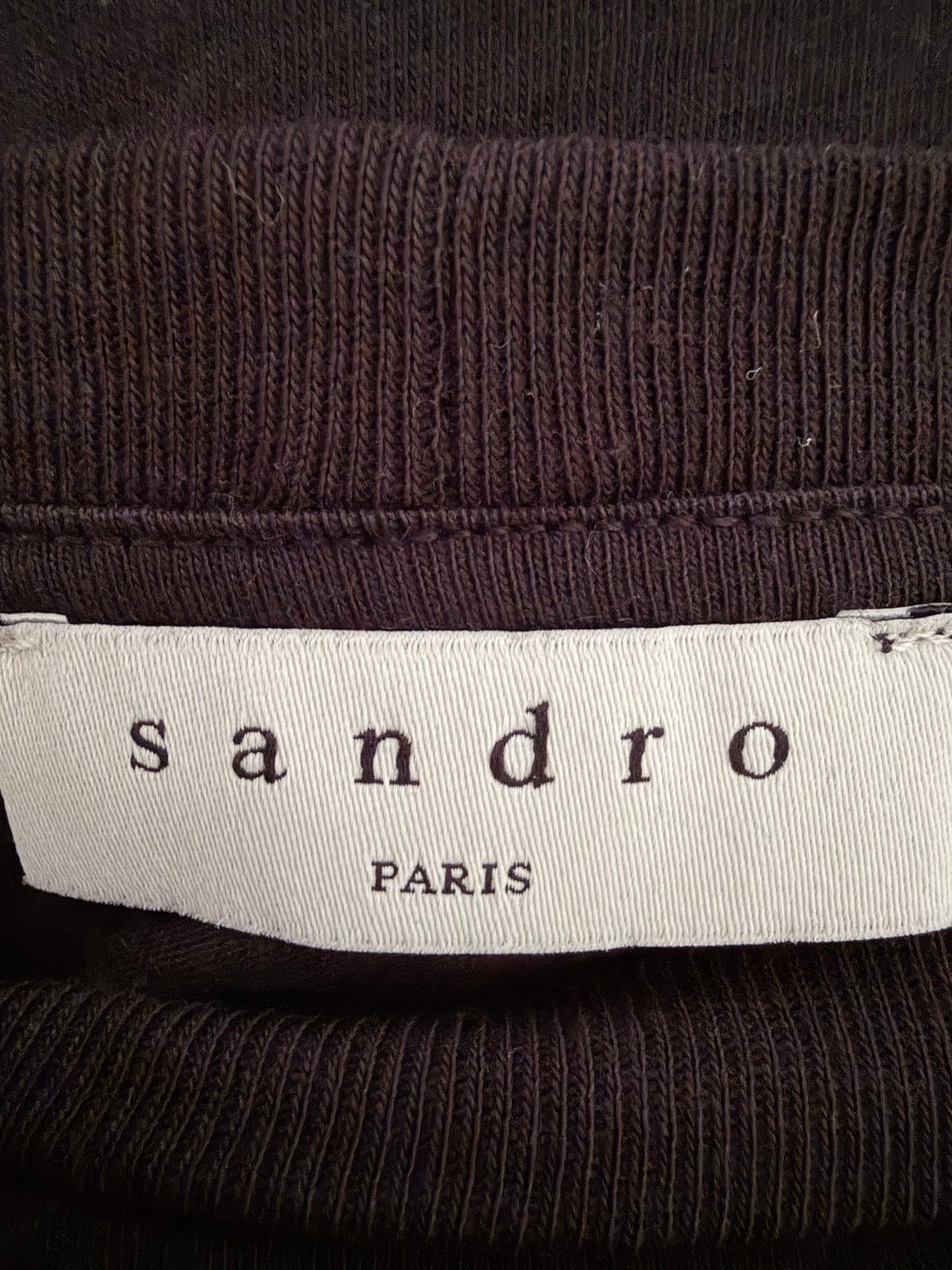 Sandro Black T-Shirt with Shoulder Beading — Size S