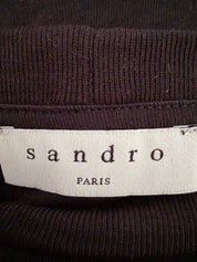 Sandro Black T-Shirt with Shoulder Beading — Size S