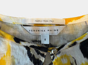 VERINIKA MAINE White/Black/Yellow 100% Linen Blouse Size 8