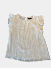 BASQUE White Sheer Lace Fully Linen Blouse Size 6