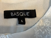 BASQUE White Sheer Lace Fully Linen Blouse Size 6