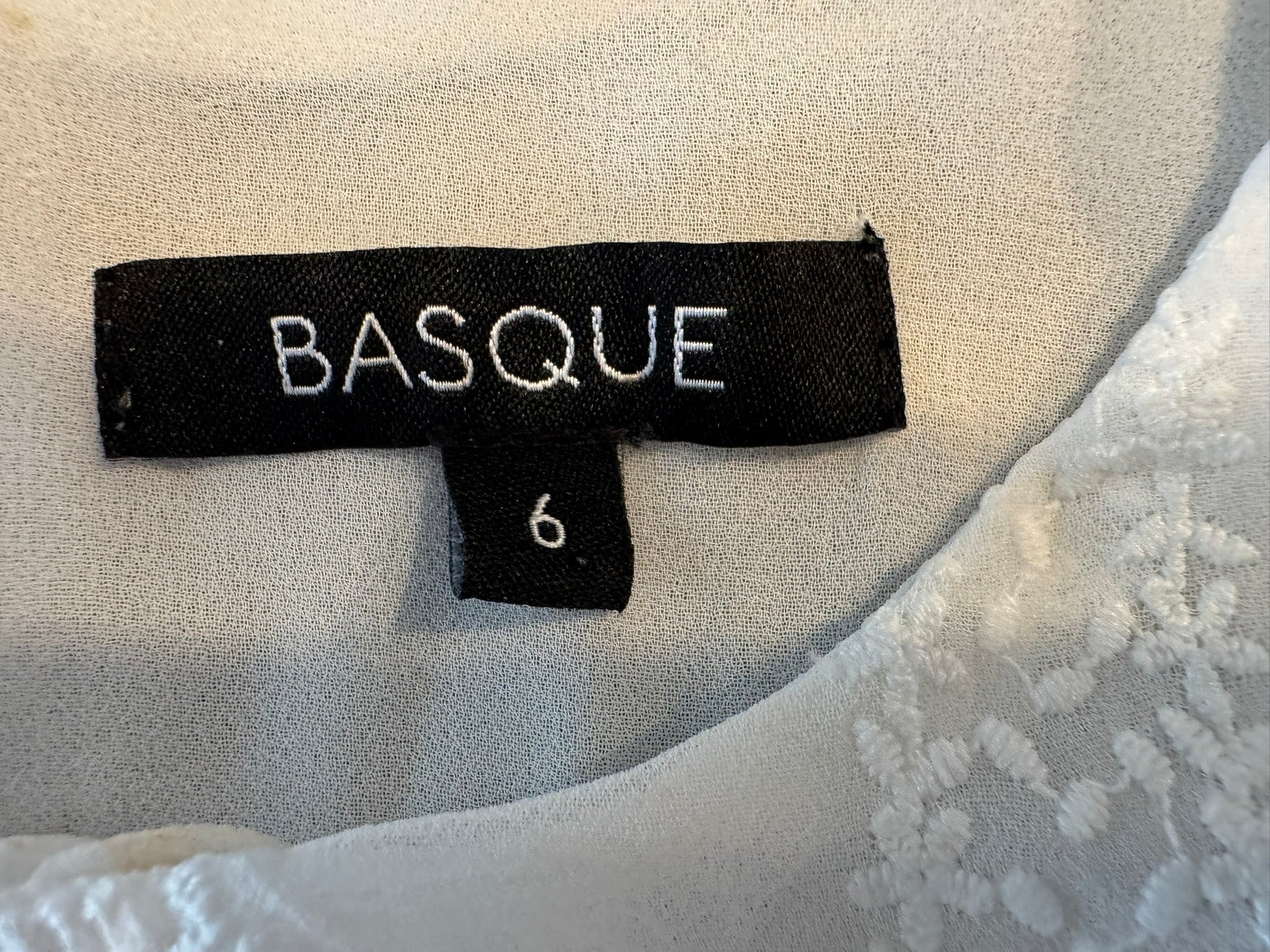BASQUE White Sheer Lace Fully Linen Blouse Size 6
