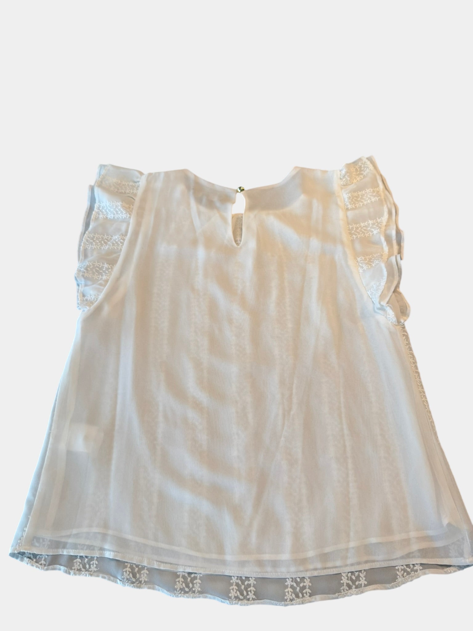 BASQUE White Sheer Lace Fully Linen Blouse Size 6