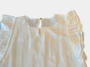 BASQUE White Sheer Lace Fully Linen Blouse Size 6