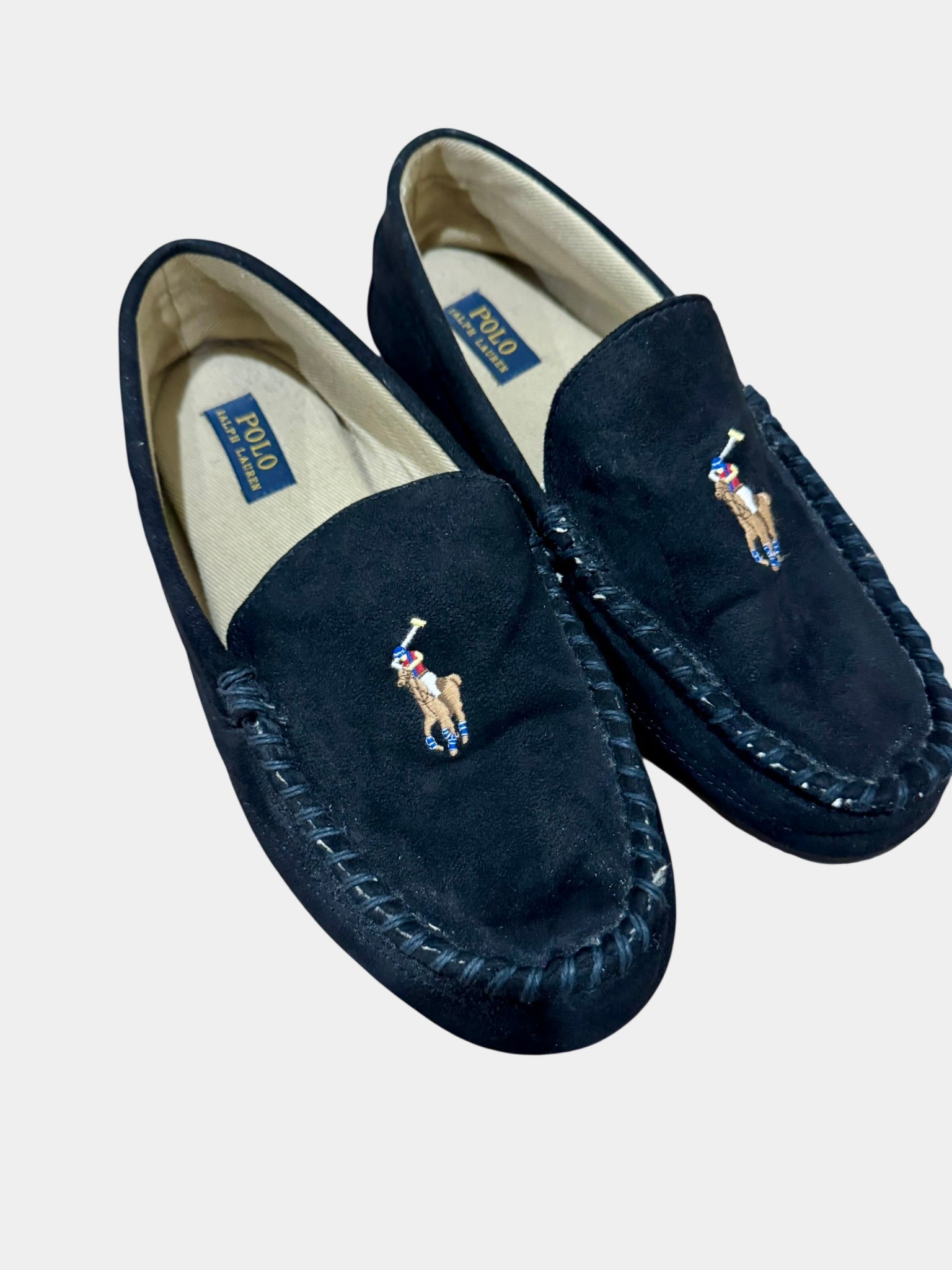POLO RALPH LAURE Black Suede Loafers Size 10