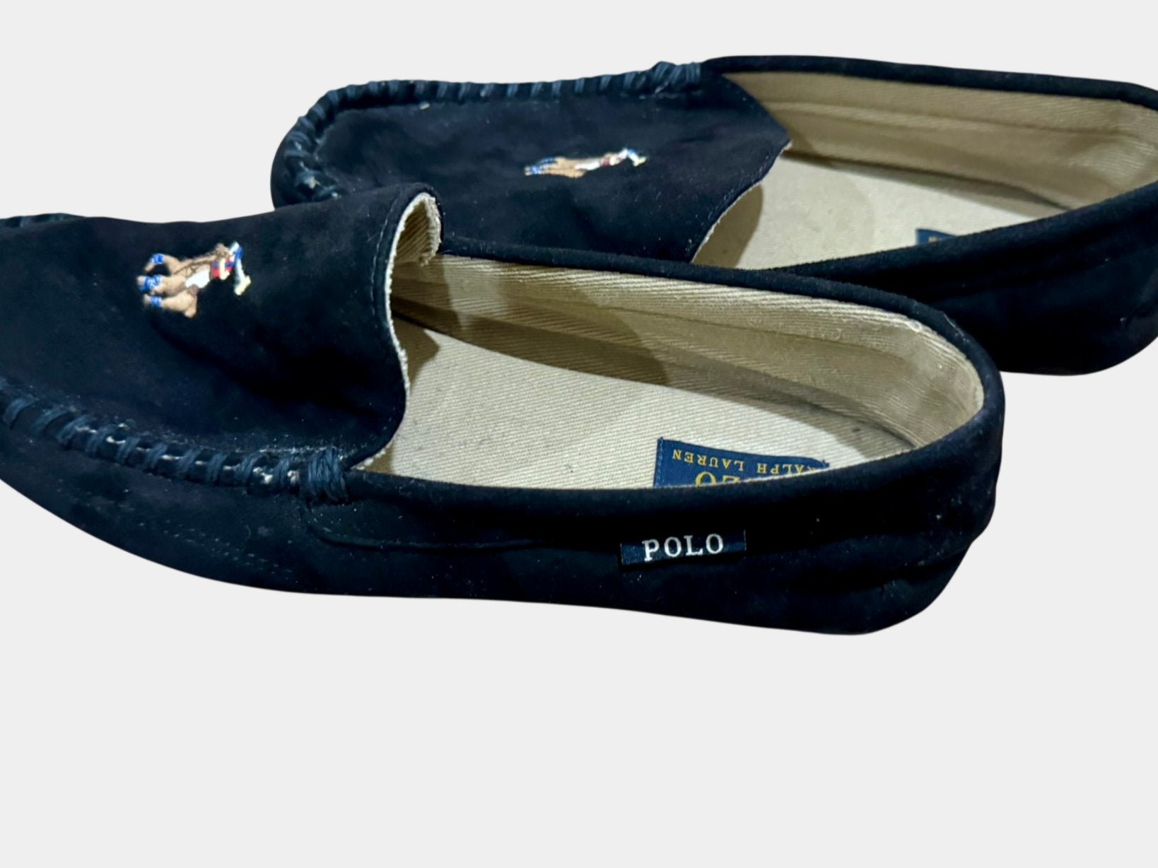 POLO RALPH LAURE Black Suede Loafers Size 10