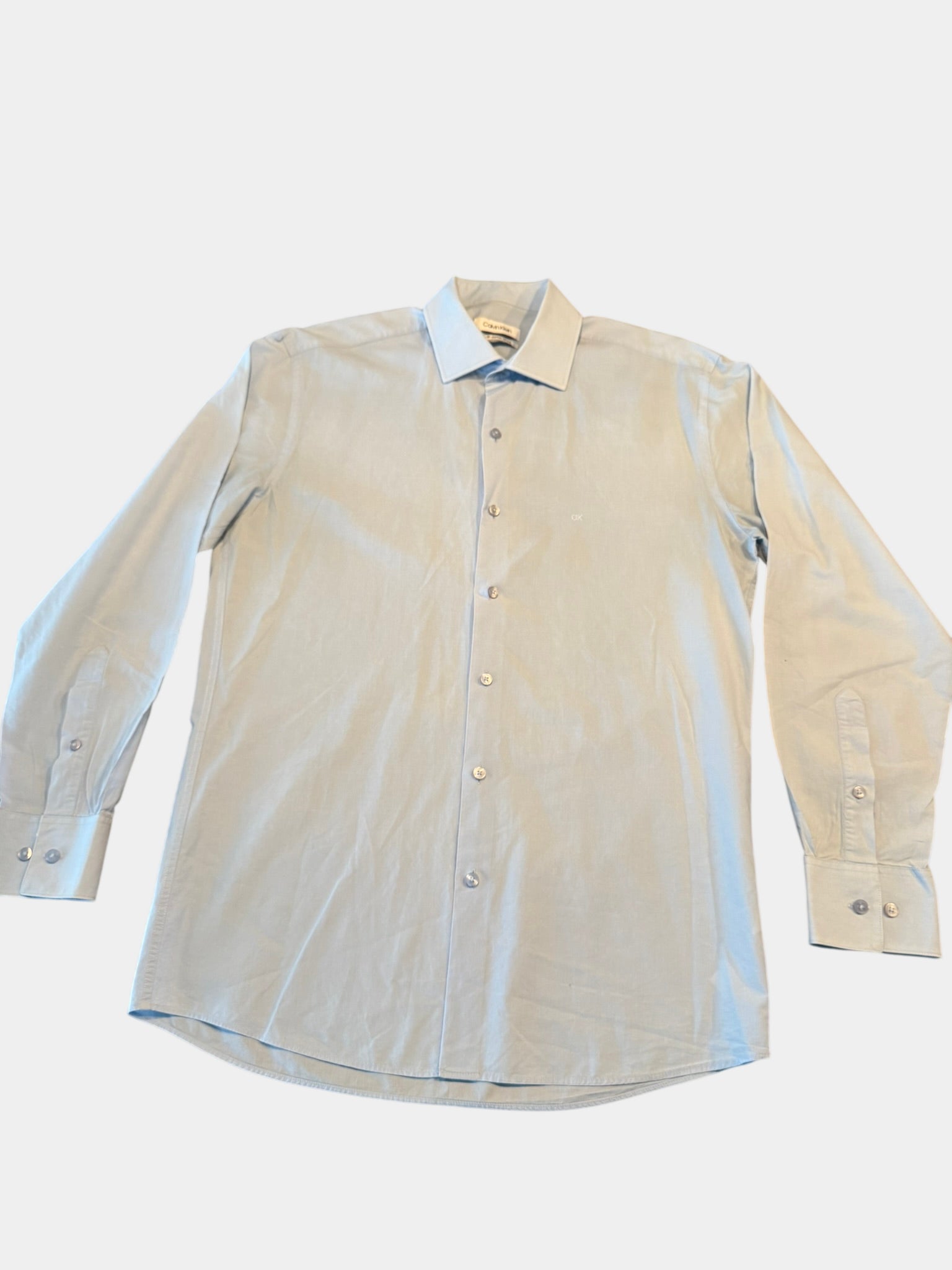 CALVIN KLEIN Baby Blue Long Sleeve Button-Up Slim Fit Shirt Size 40