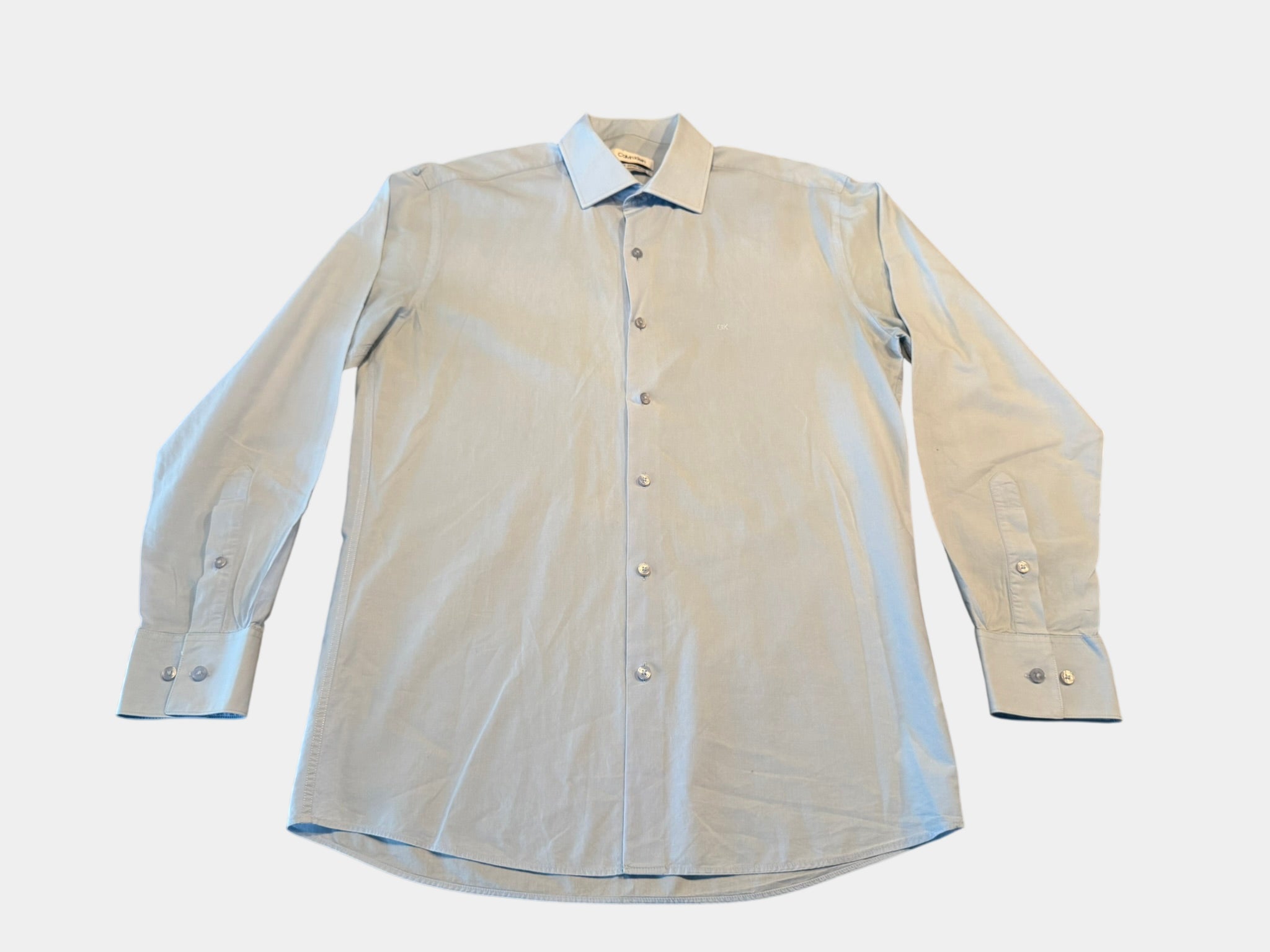CALVIN KLEIN Baby Blue Long Sleeve Button-Up Slim Fit Shirt Size 40
