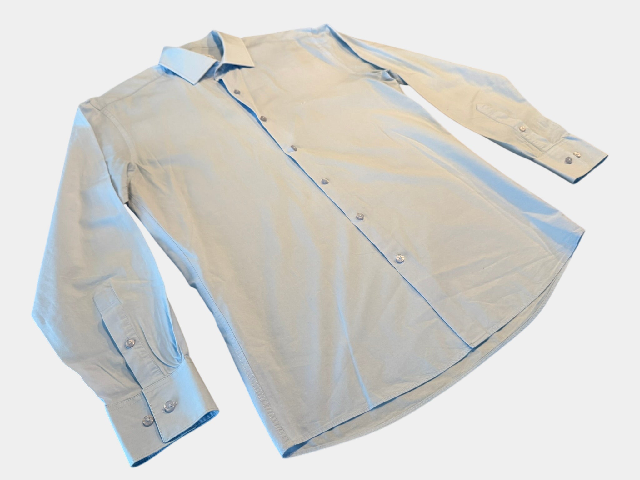CALVIN KLEIN Baby Blue Long Sleeve Button-Up Slim Fit Shirt Size 40