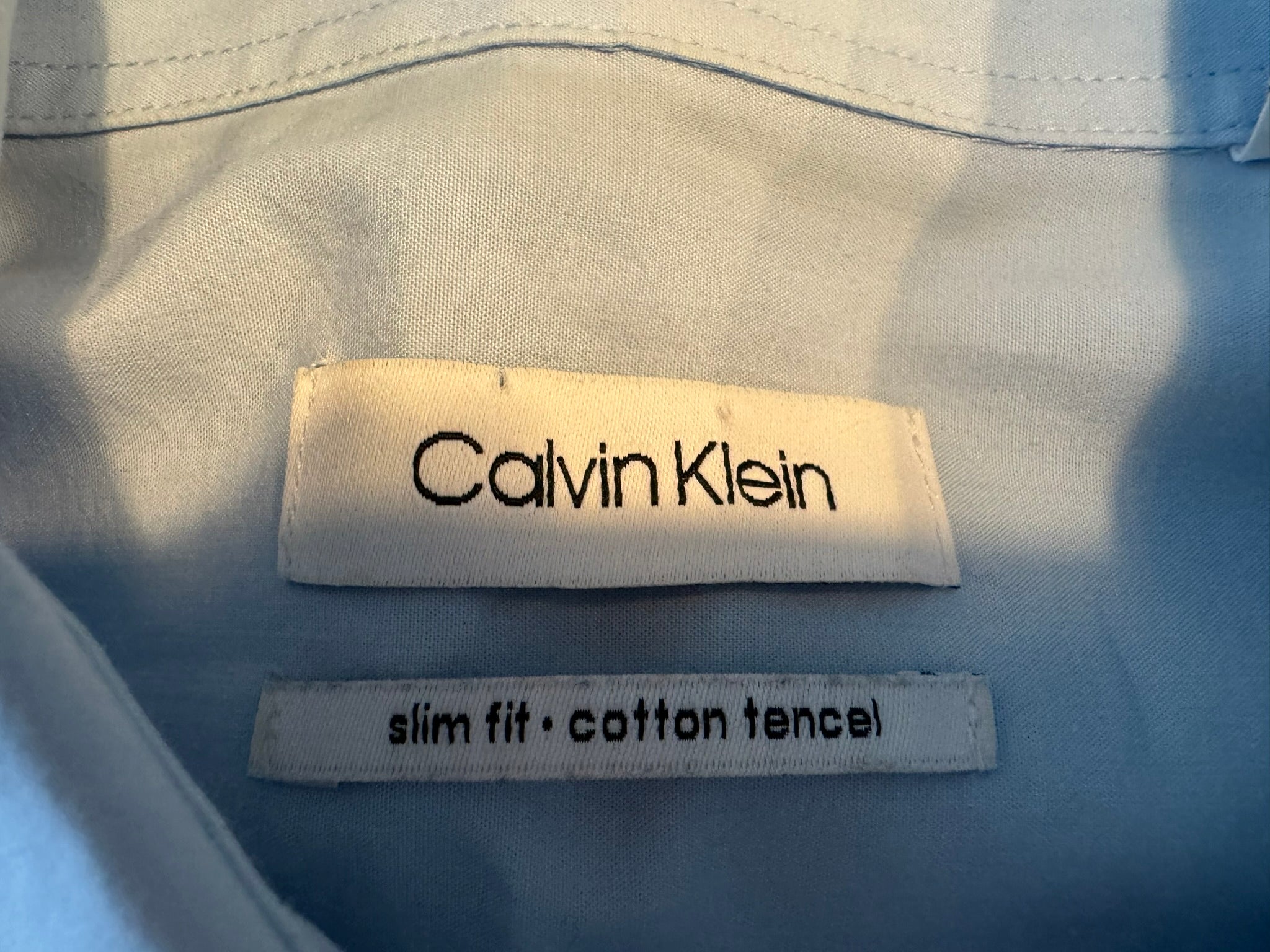 CALVIN KLEIN Baby Blue Long Sleeve Button-Up Slim Fit Shirt Size 40