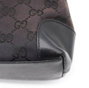 Gucci GG Tote Bag in Black Leather and Brown Canvas