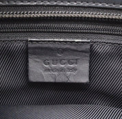 Gucci GG Tote Bag in Black Leather and Brown Canvas