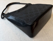 Gucci GG Black Leather and Canvas Hobo Bag