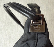 Gucci GG Black Leather and Canvas Hobo Bag