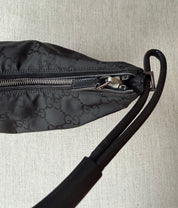 Gucci GG Black Leather and Canvas Hobo Bag