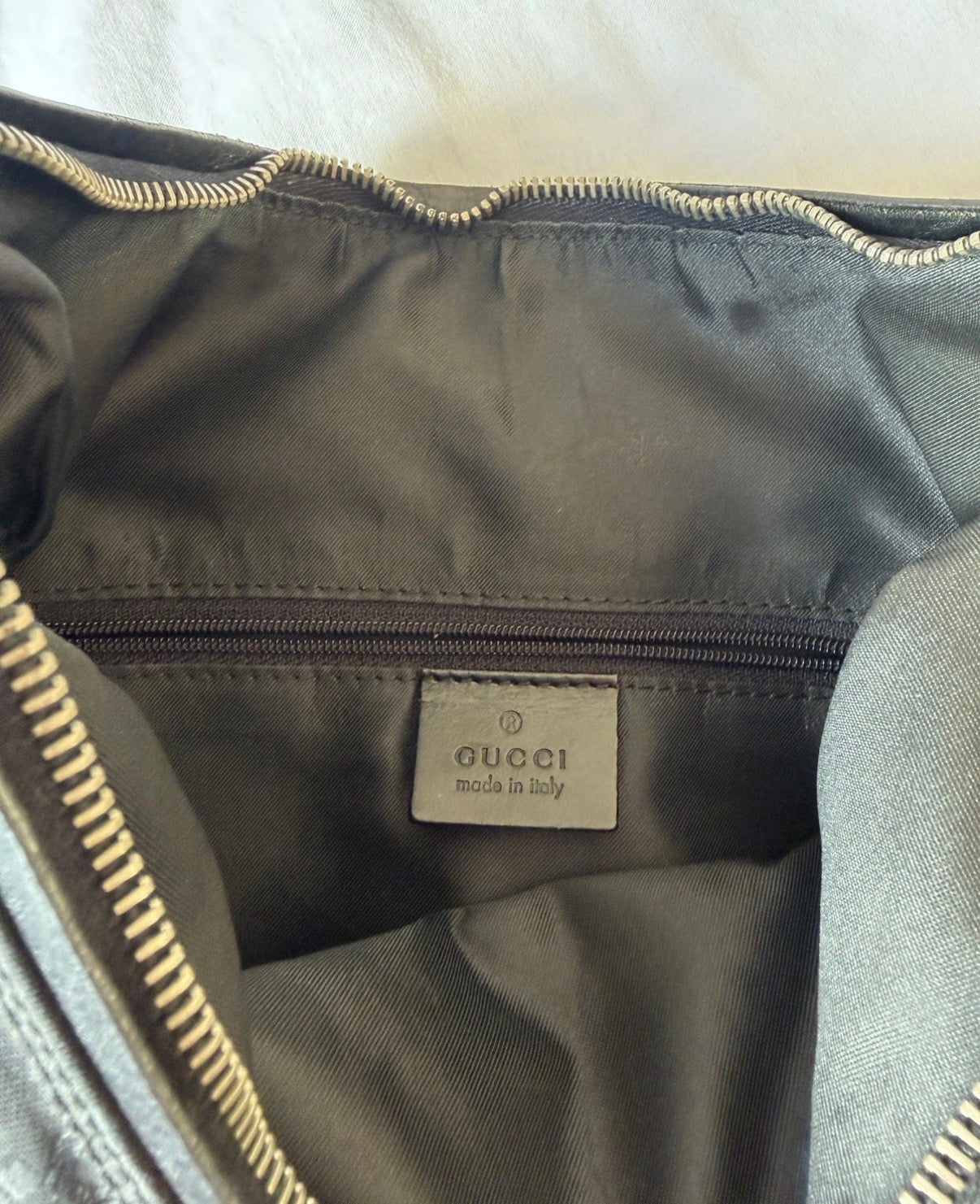 Gucci GG Black Leather and Canvas Hobo Bag