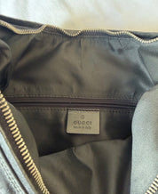 Gucci GG Black Leather and Canvas Hobo Bag
