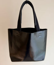 PRADA Black Leather Cut-out Logo Tote Bag with  Open Top w/ Matching Clutch