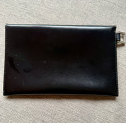 PRADA Black Leather Cut-out Logo Tote Bag with  Open Top w/ Matching Clutch