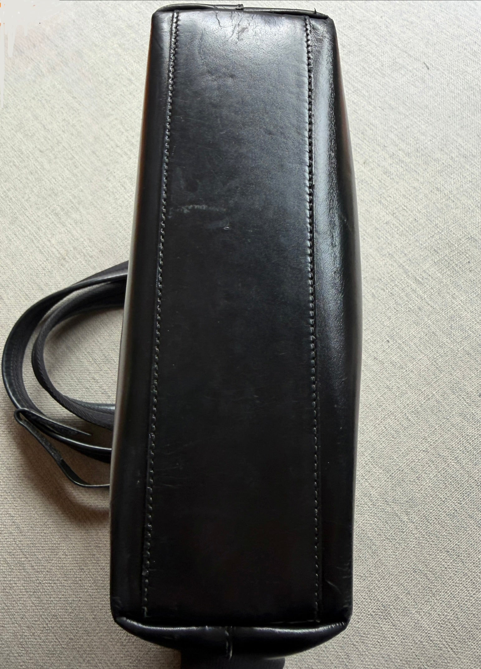 PRADA Black Leather Cut-out Logo Tote Bag with  Open Top w/ Matching Clutch