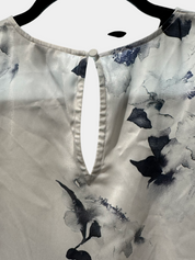 WITCHERY White/Blue Floral Blouse with Puffy Sleeves Size 8