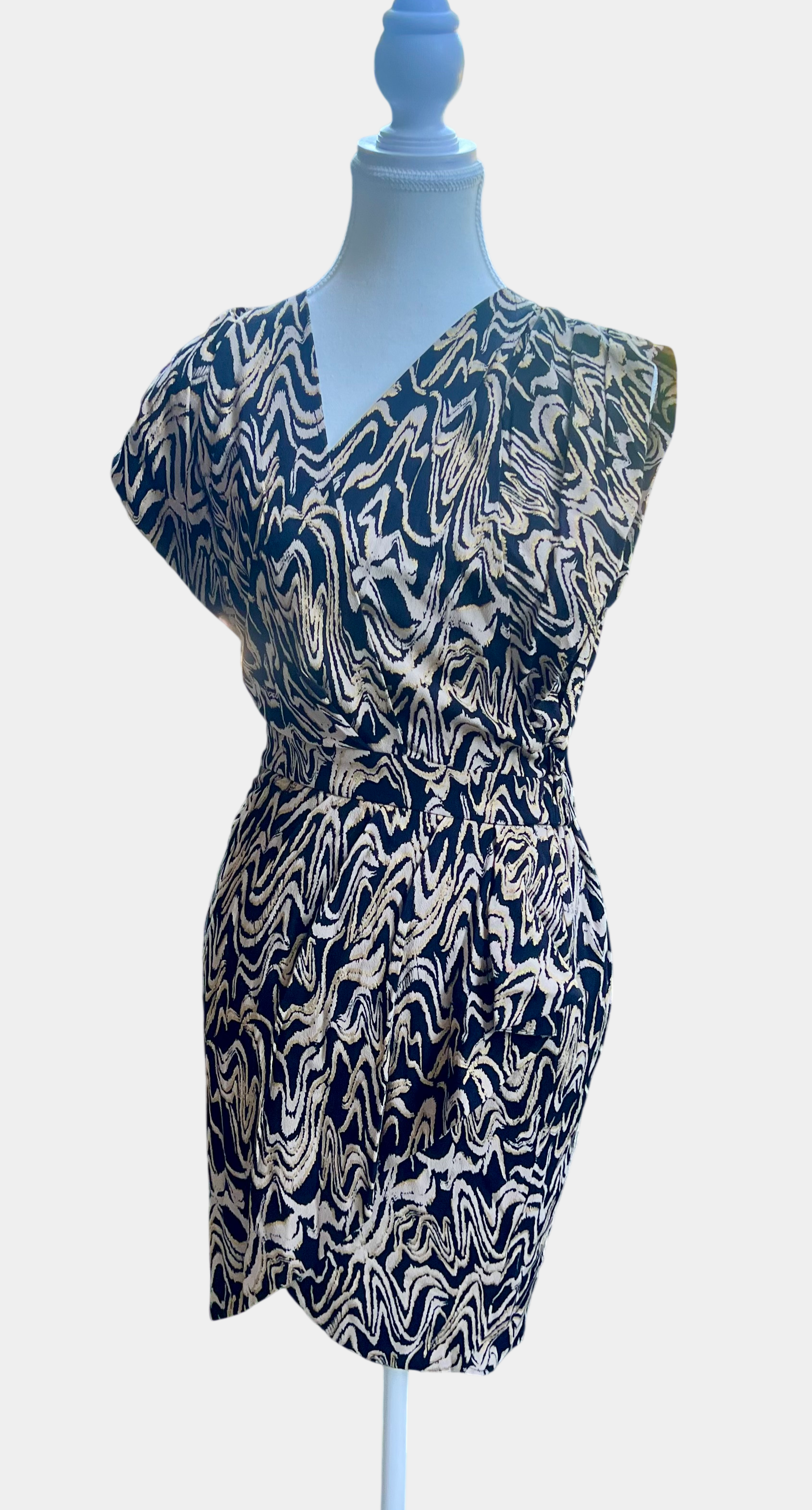 Sass & Bide The Freedom Rule Dress Black Beige Print NWT Size 6 AU RRP $450 Designer