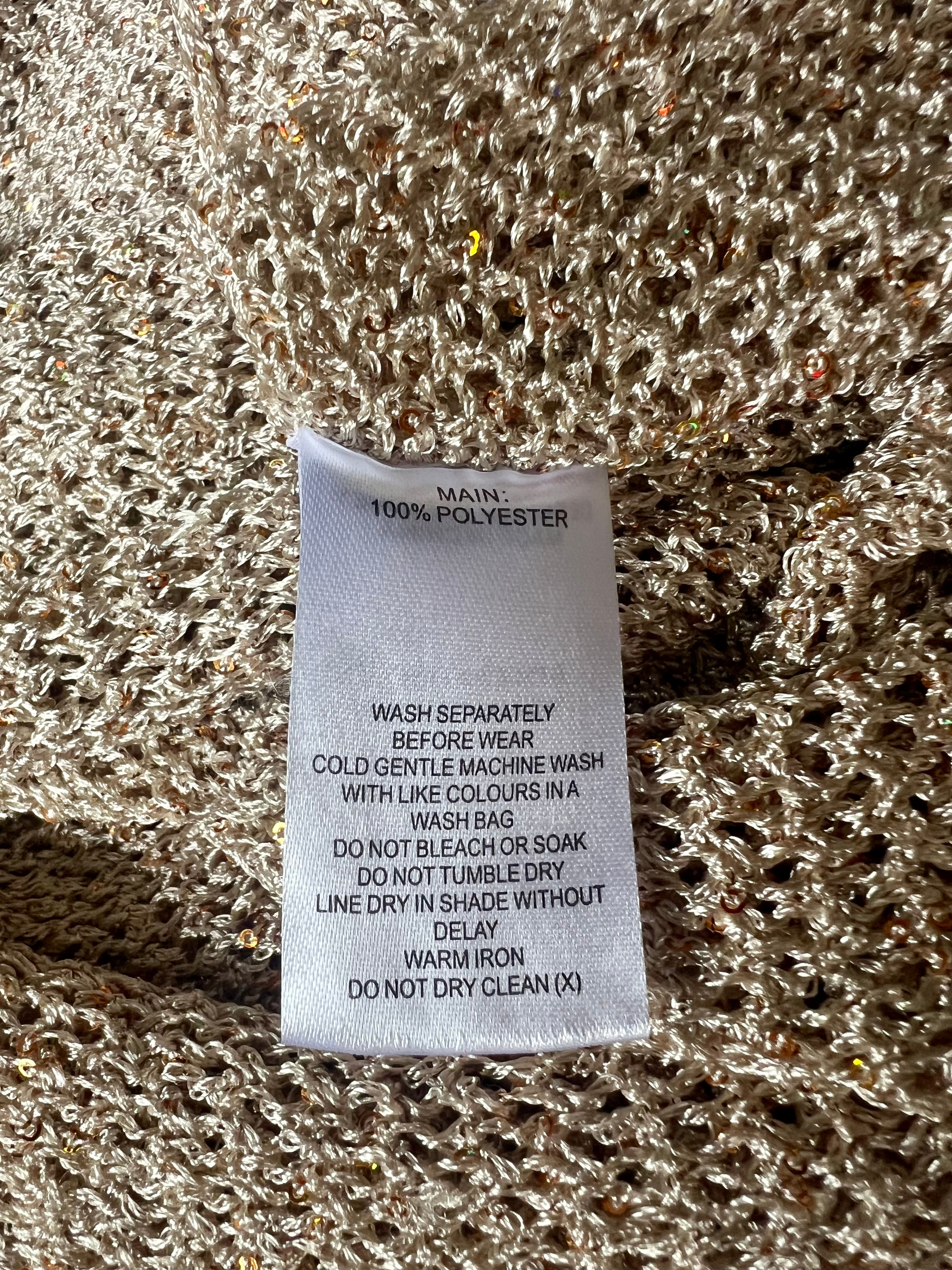 Atmos & Here Alisha Knit Sequin Gold Sparkle Dress NWT Size 12