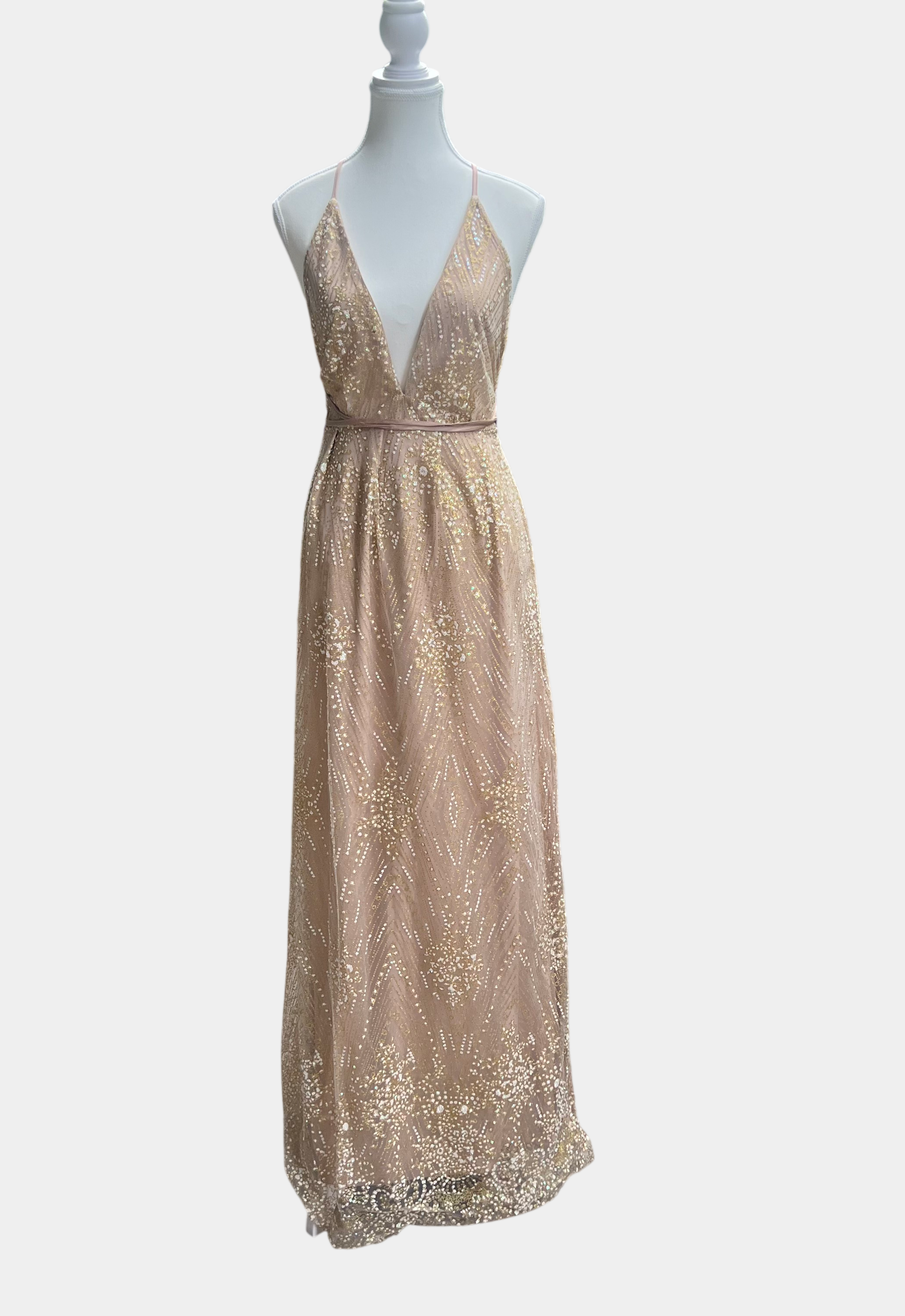 Morning Mist Gold Iridescent Sequin Dress NWT Size 14 Australian Designed
