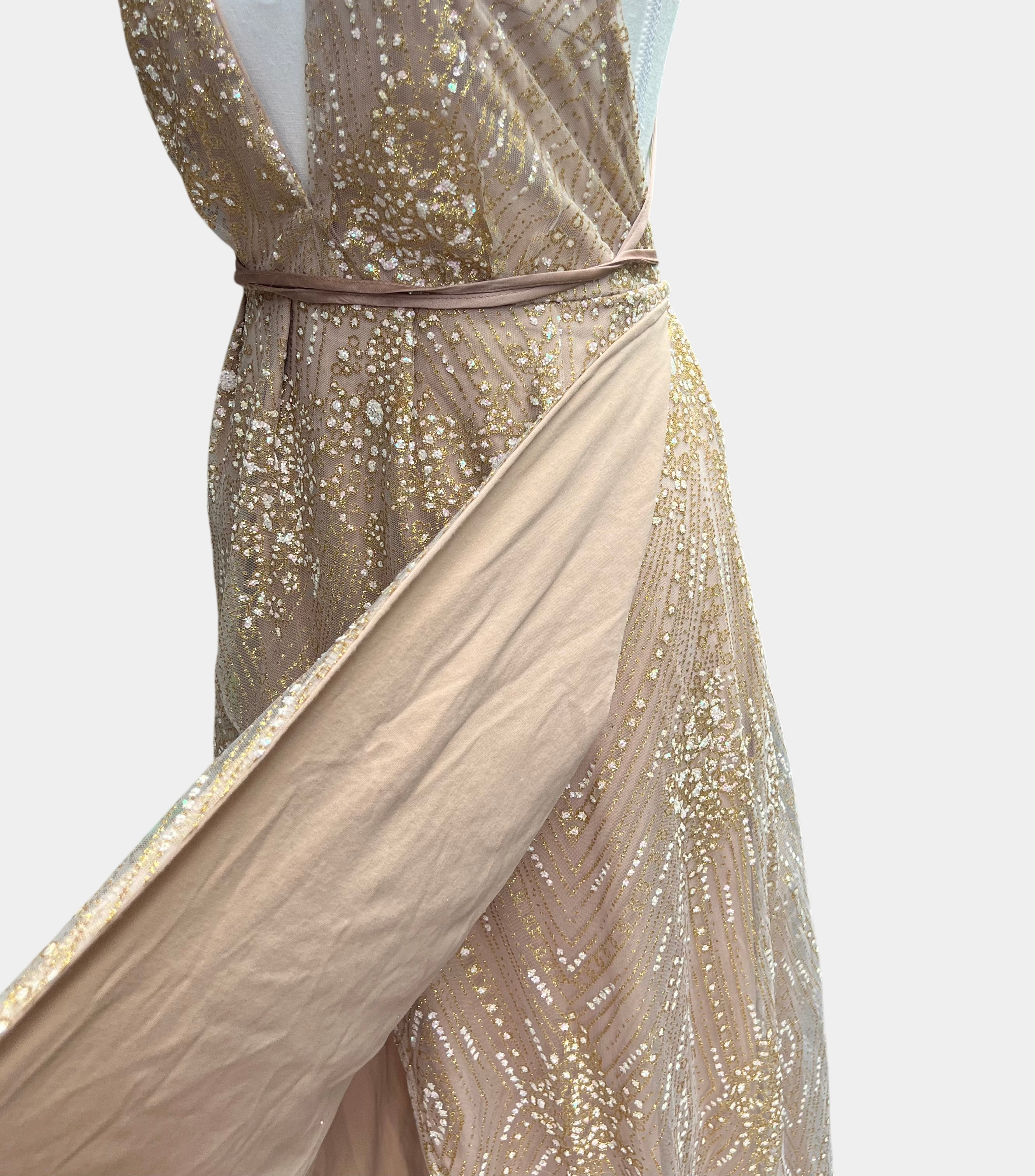 Morning Mist Gold Iridescent Sequin Dress NWT Size 14 Australian Designed