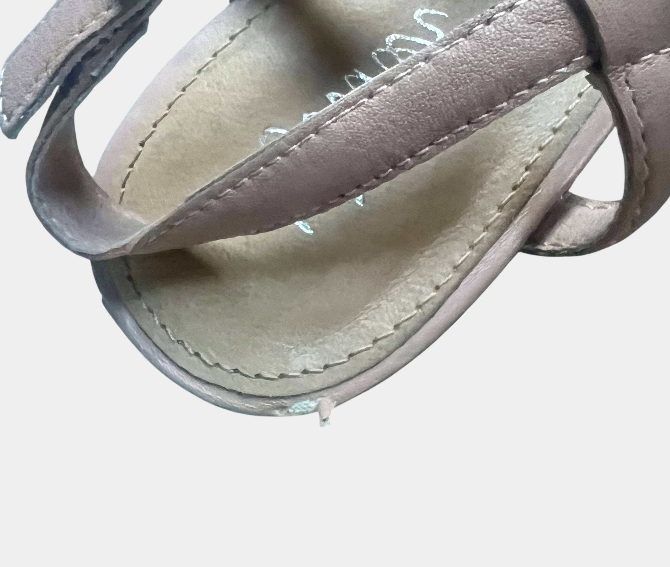 Wittner Nude Beige Lattice Cut-Out Block Wood Heel Ankle Strap Sandals EU 39