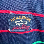 GENUINE Paul & Shark Yachting Striped Polo Shirt Navy Blue Men's Large Pre-Loved