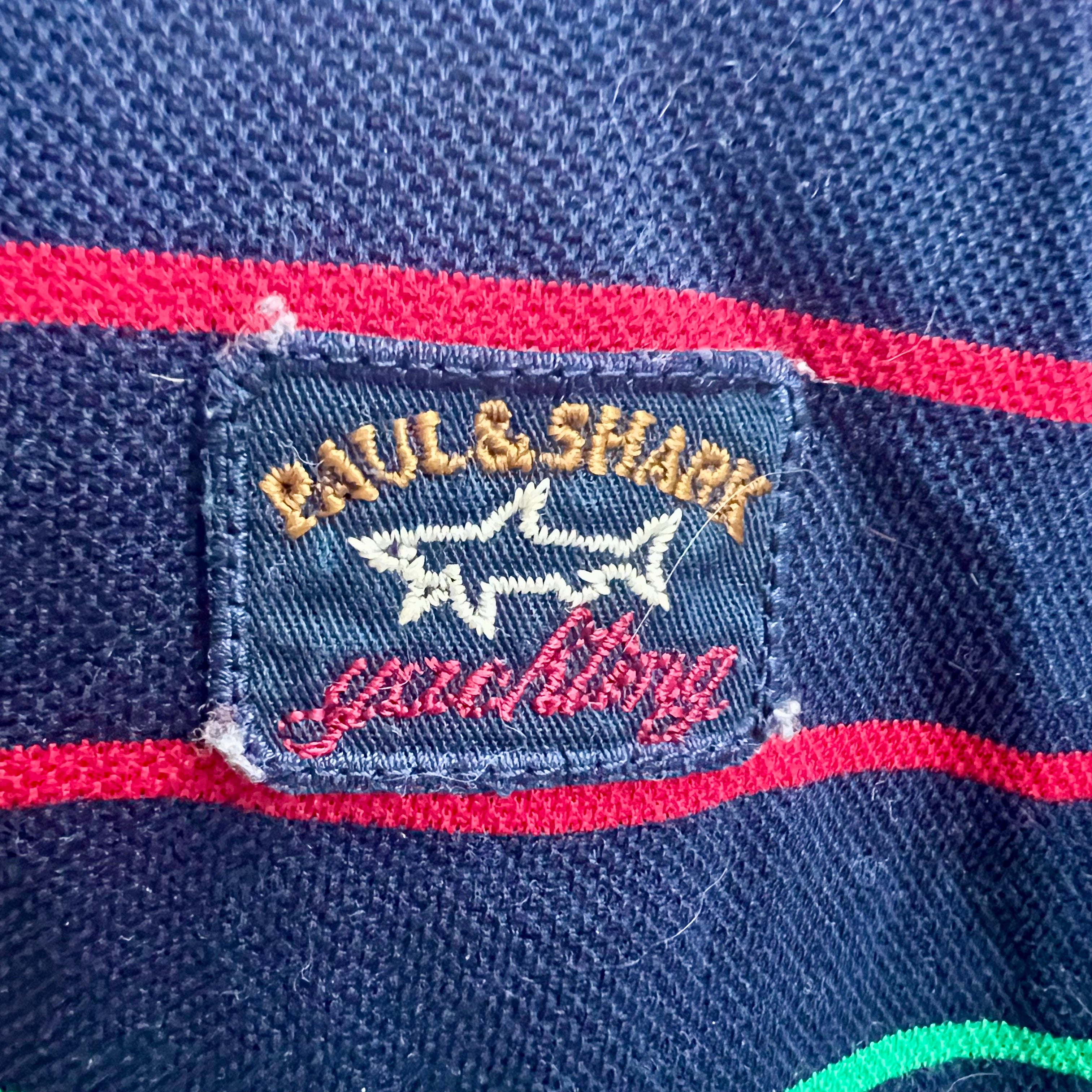 GENUINE Paul & Shark Yachting Striped Polo Shirt Navy Blue Men's Large Pre-Loved