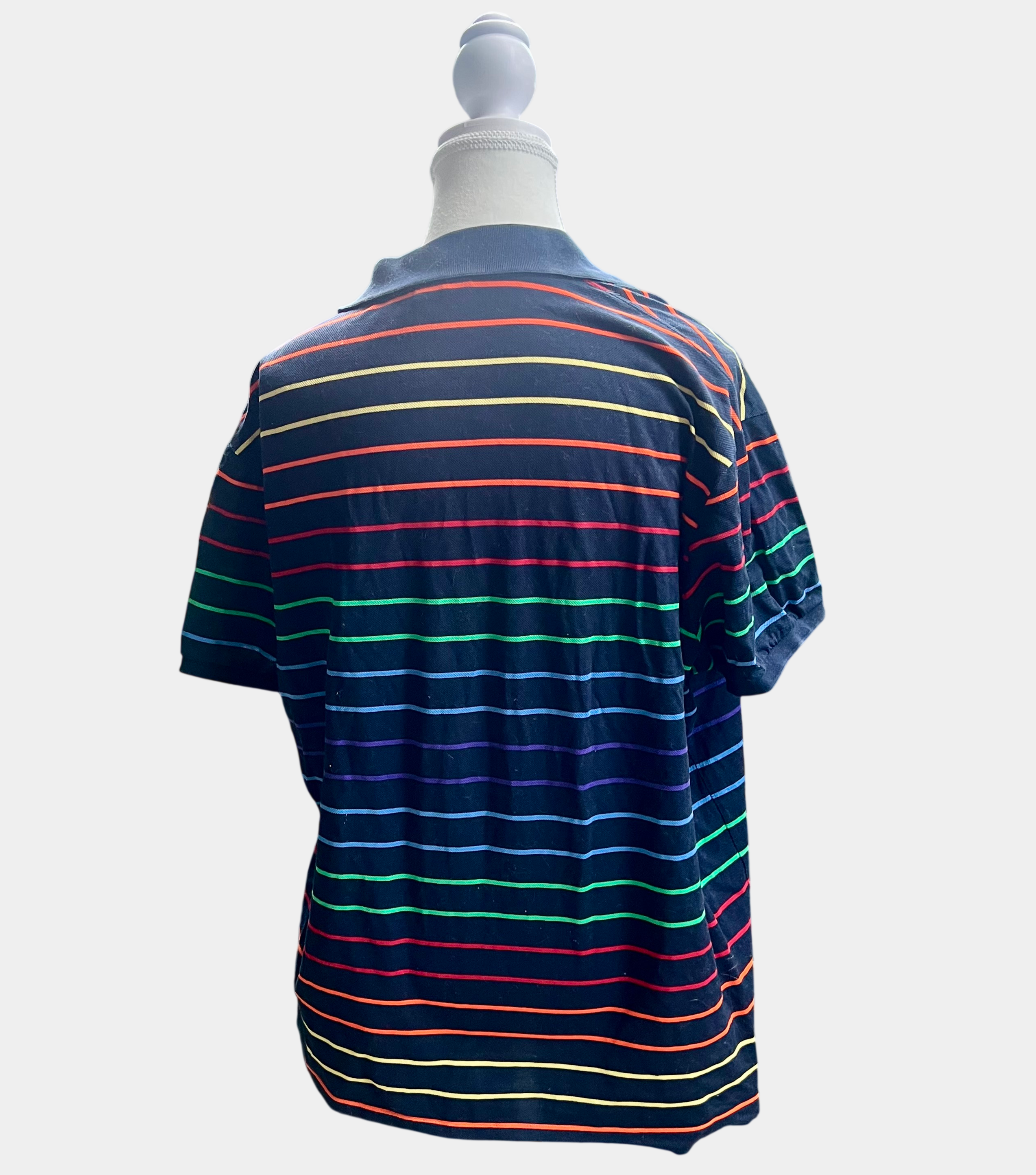GENUINE Paul & Shark Yachting Striped Polo Shirt Navy Blue Men's Large Pre-Loved
