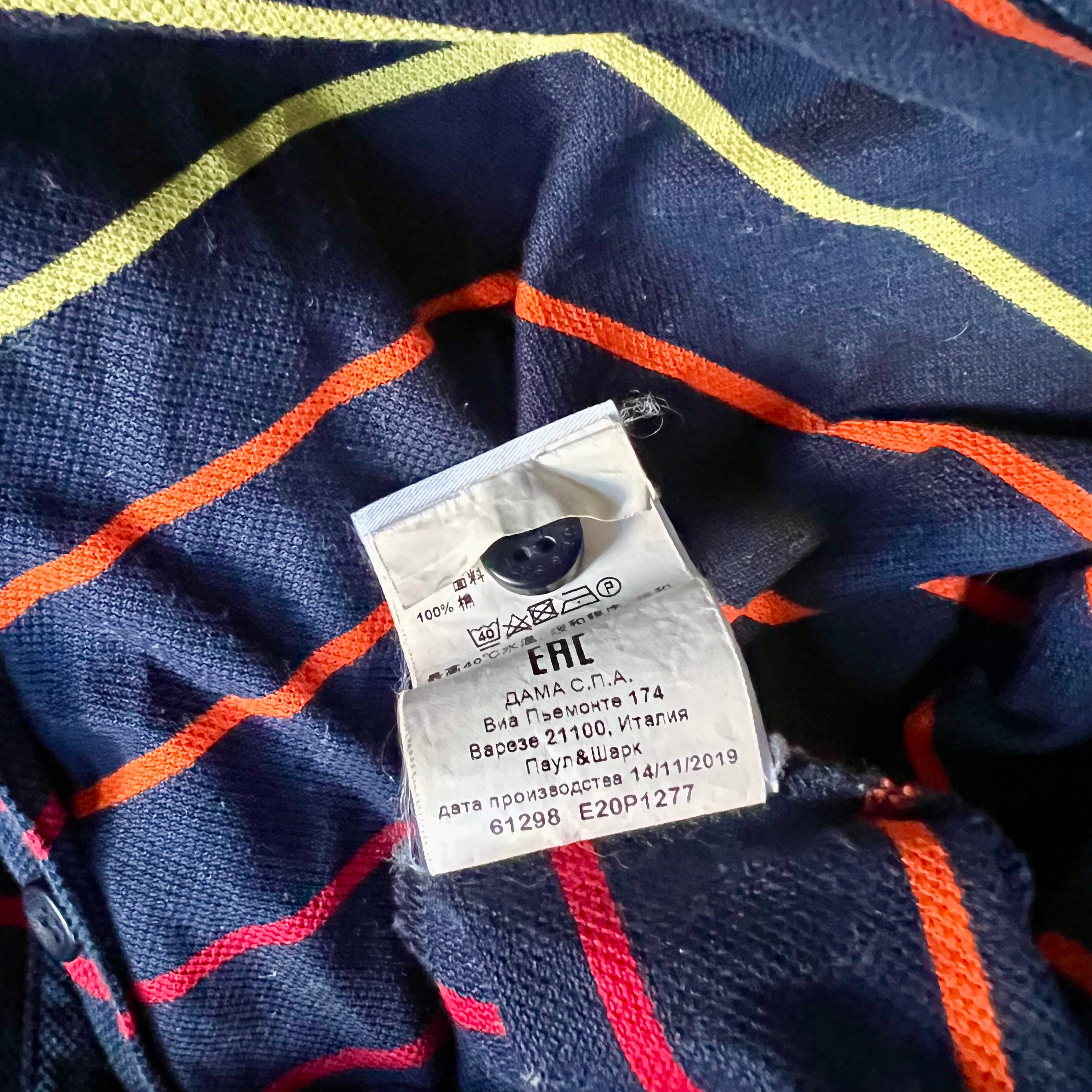 GENUINE Paul & Shark Yachting Striped Polo Shirt Navy Blue Men's Large Pre-Loved