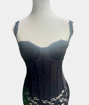 Outcast Black Floral Lace Dress with Corset Lace-Up Belt Size L