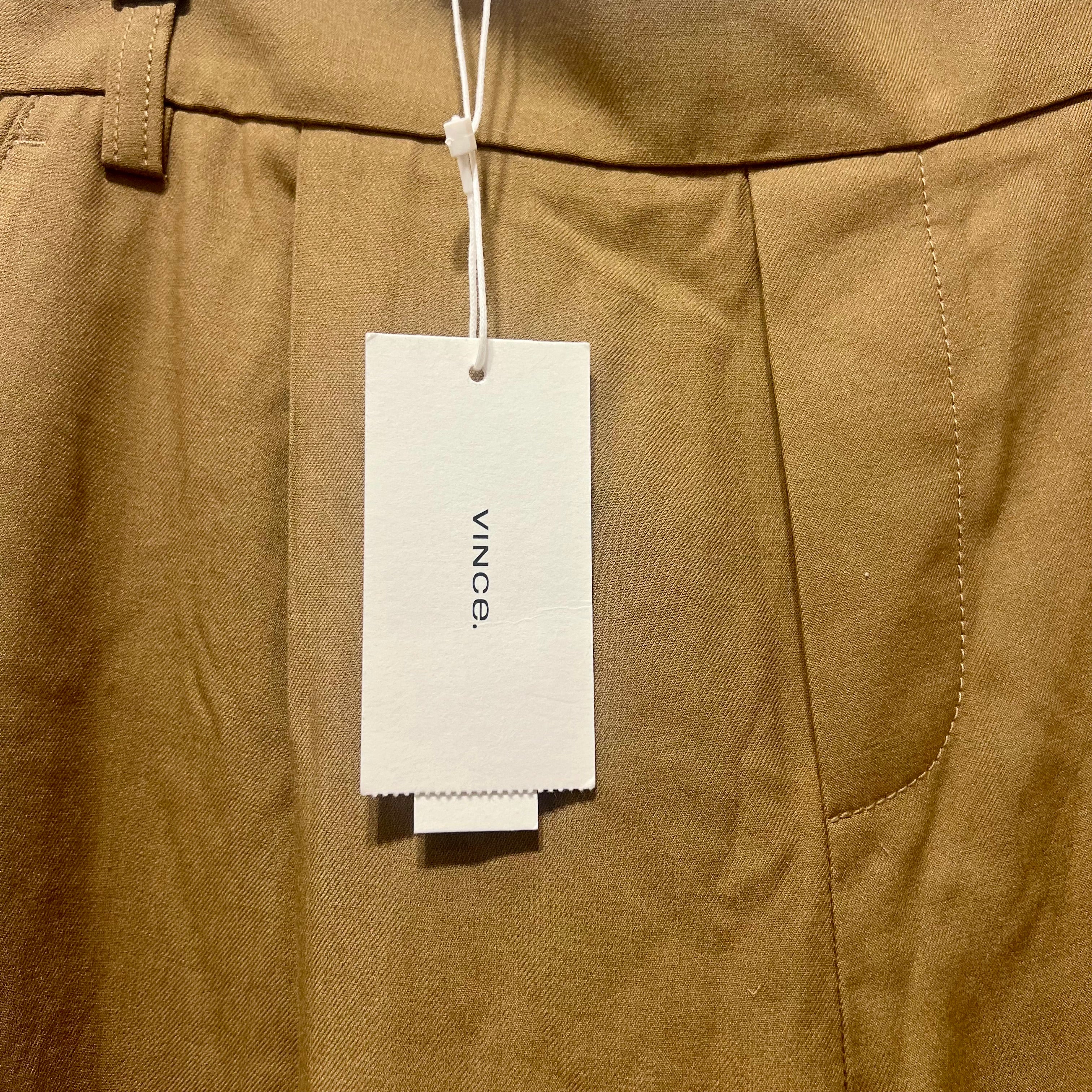 Vince Dark Khaki Brown Trousers - Elastic Waist American Luxury Contemporary - Size XS