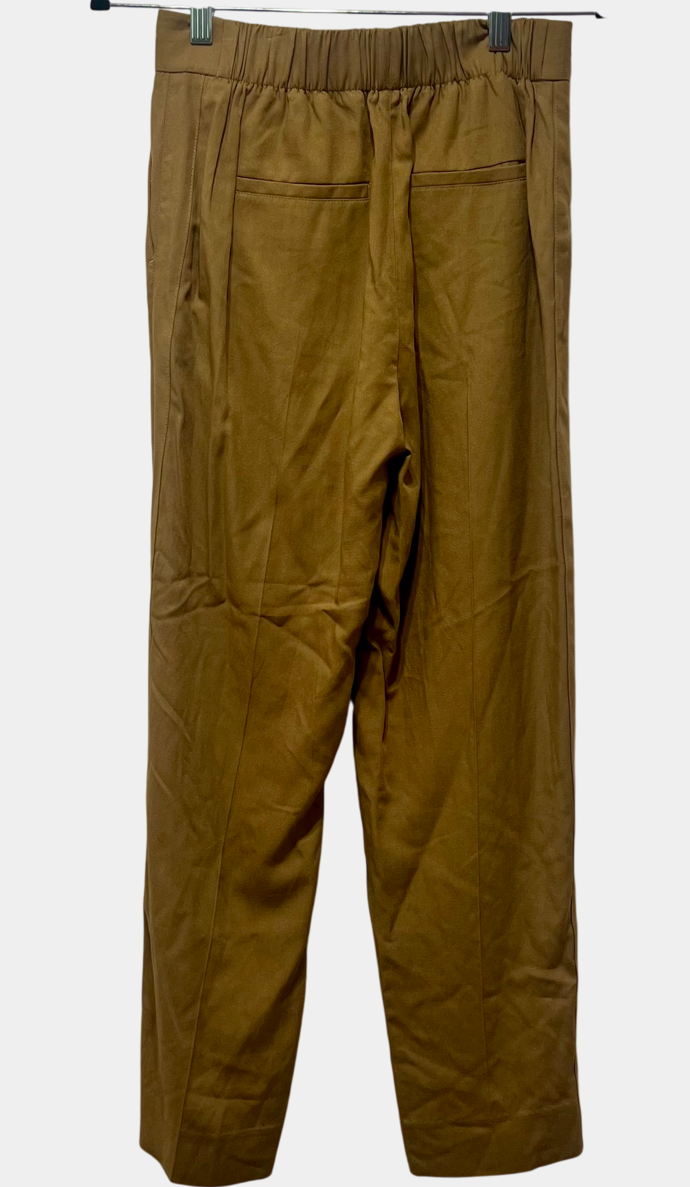 Vince Dark Khaki Brown Trousers - Elastic Waist American Luxury Contemporary - Size XS