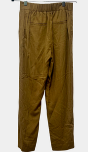 Vince Dark Khaki Brown Trousers - Elastic Waist American Luxury Contemporary - Size XS