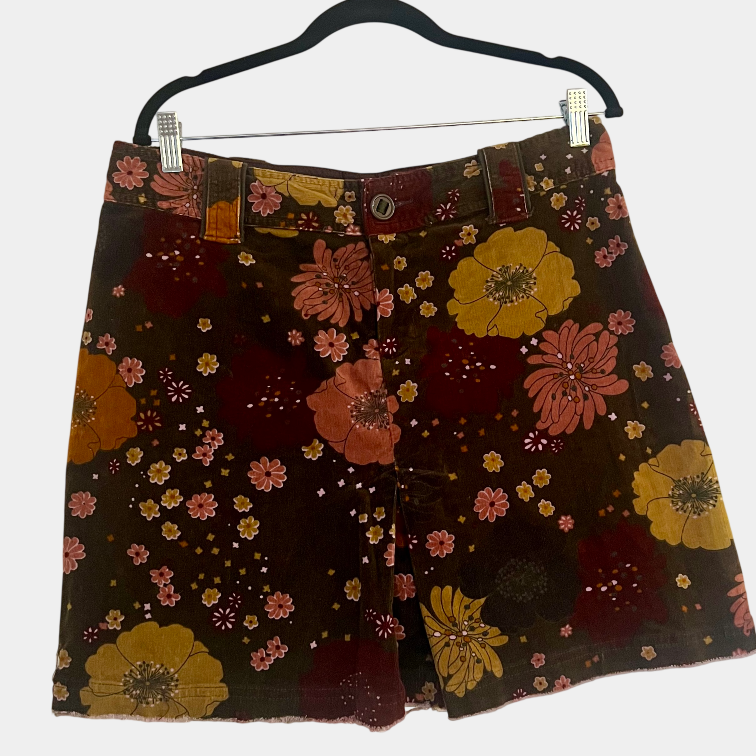 Her Industry Y2K Bold Floral Mini Skirt Black Yellow Orange Pink Size 12