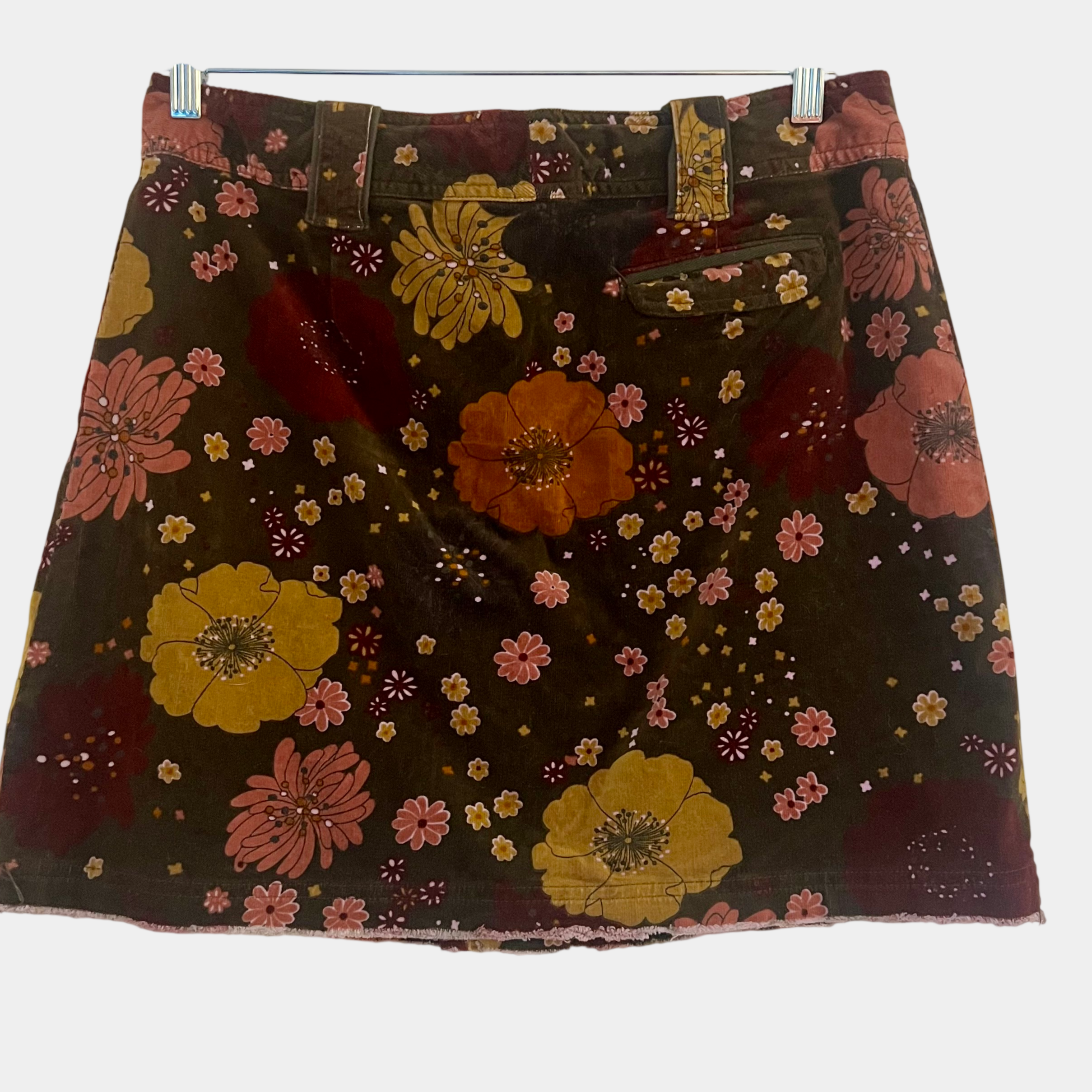 Her Industry Y2K Bold Floral Mini Skirt Black Yellow Orange Pink Size 12