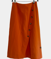Serafina Australia Bright Orange Long Straight Midi Skirt Side Zip Size 12
