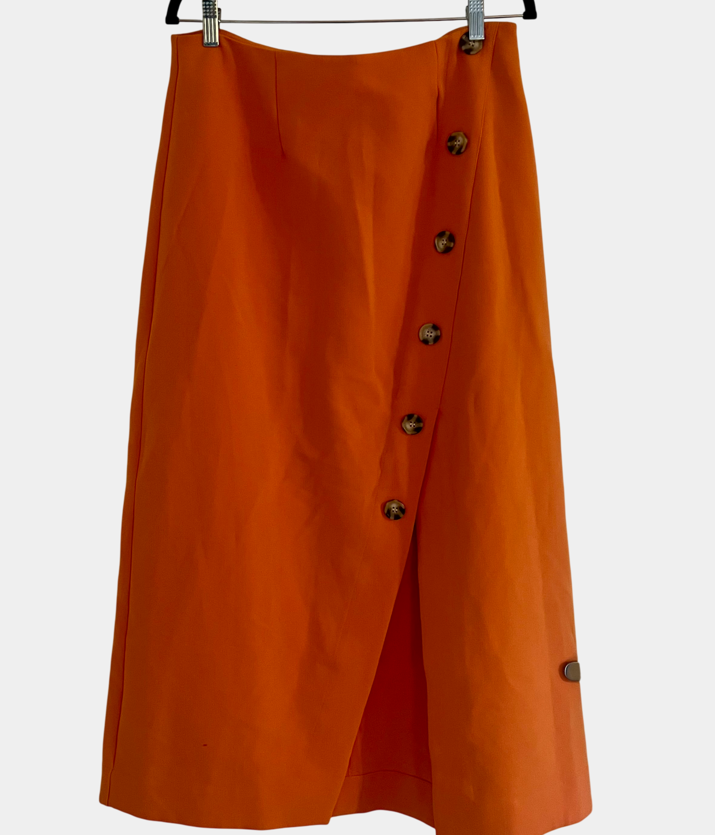 Serafina Australia Bright Orange Long Straight Midi Skirt Side Zip Size 12