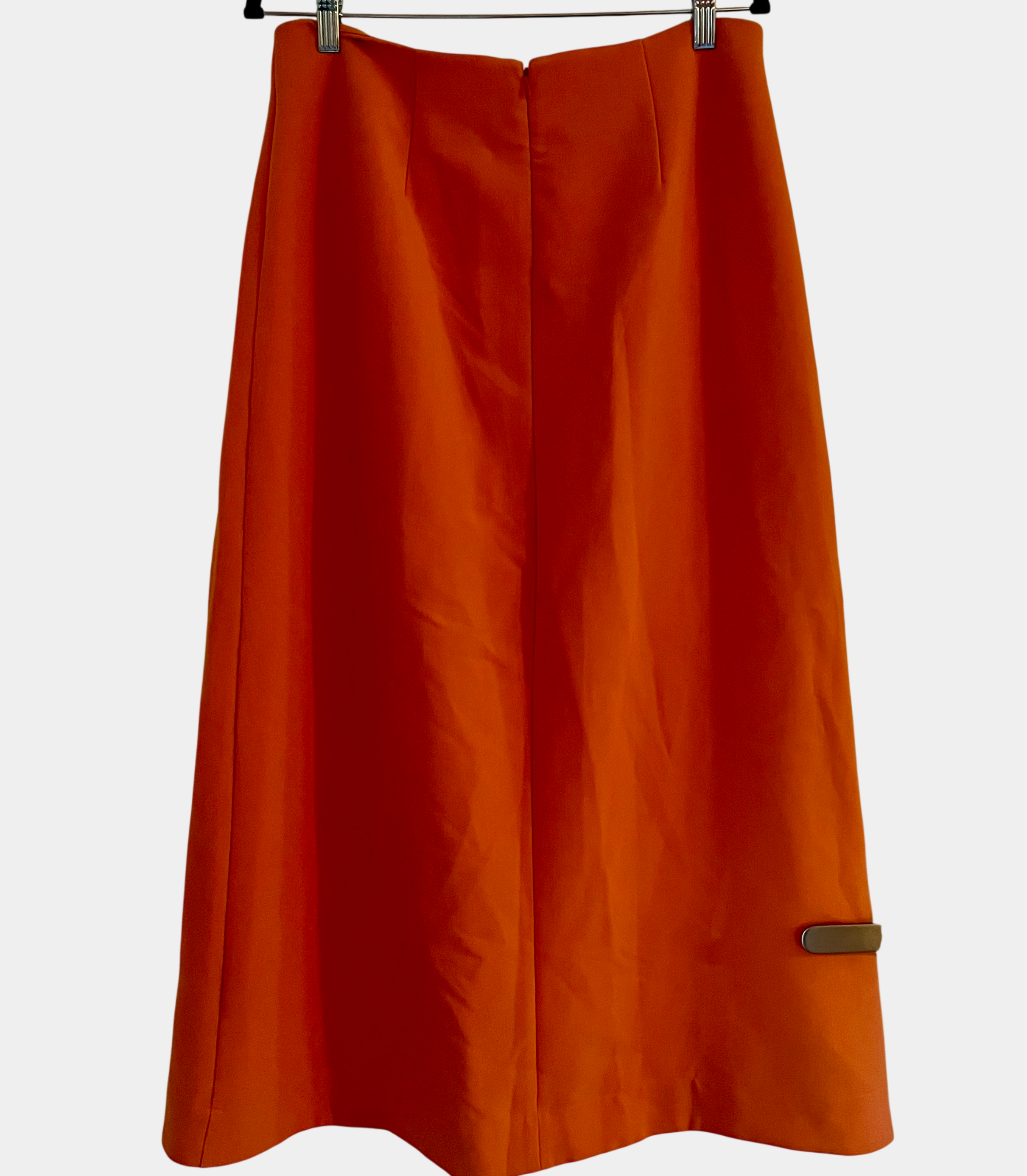 Serafina Australia Bright Orange Long Straight Midi Skirt Side Zip Size 12