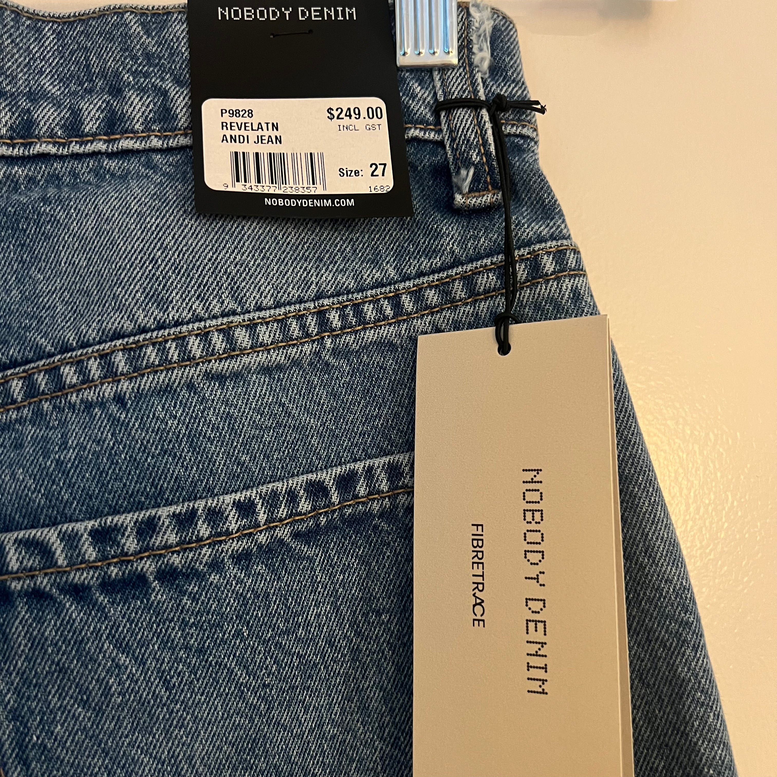 Nobody Denim Andi Jean Super High Rise Relaxed Fit NWT Size 27 RRP $249 Fibretrace