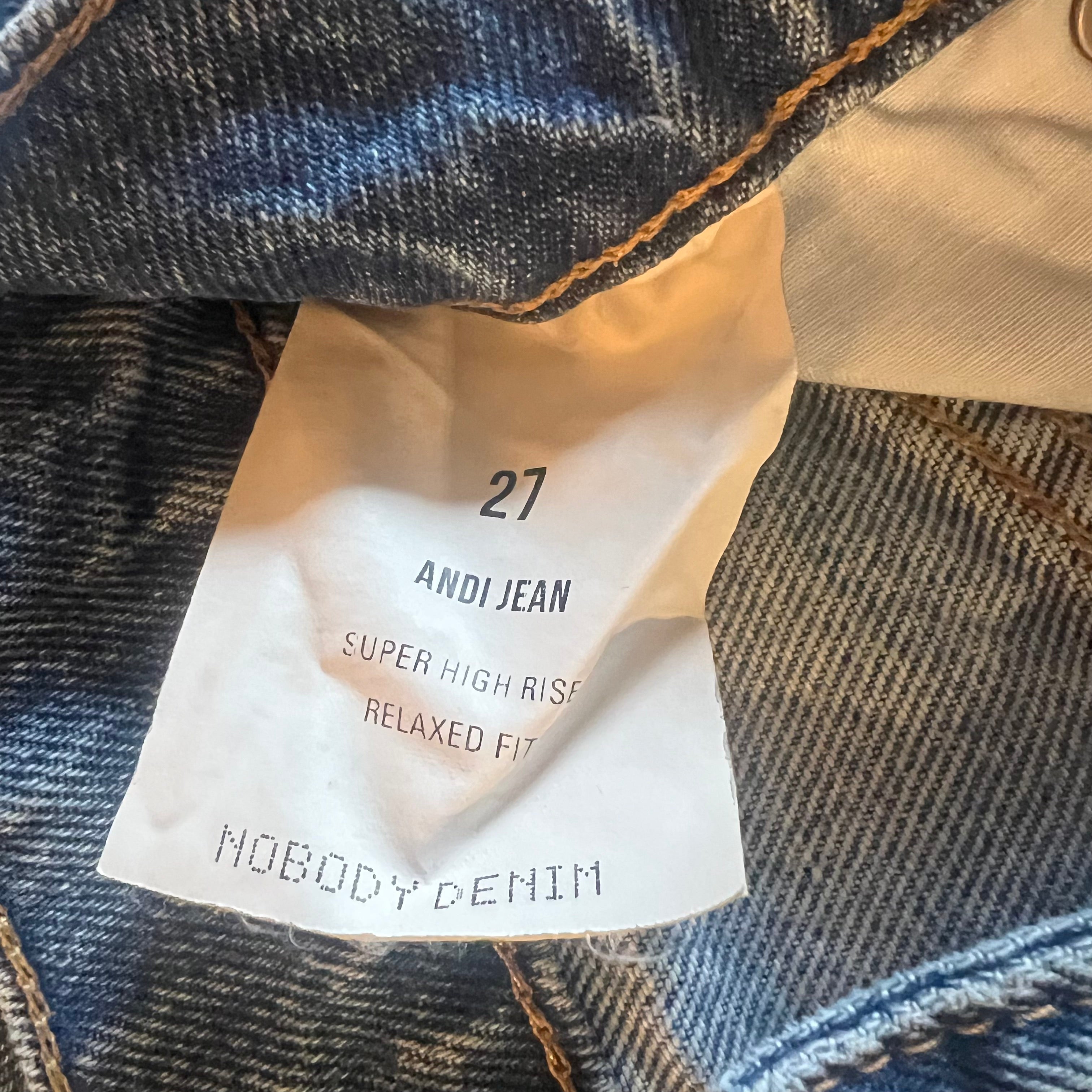 Nobody Denim Andi Jean Super High Rise Relaxed Fit NWT Size 27 RRP $249 Fibretrace
