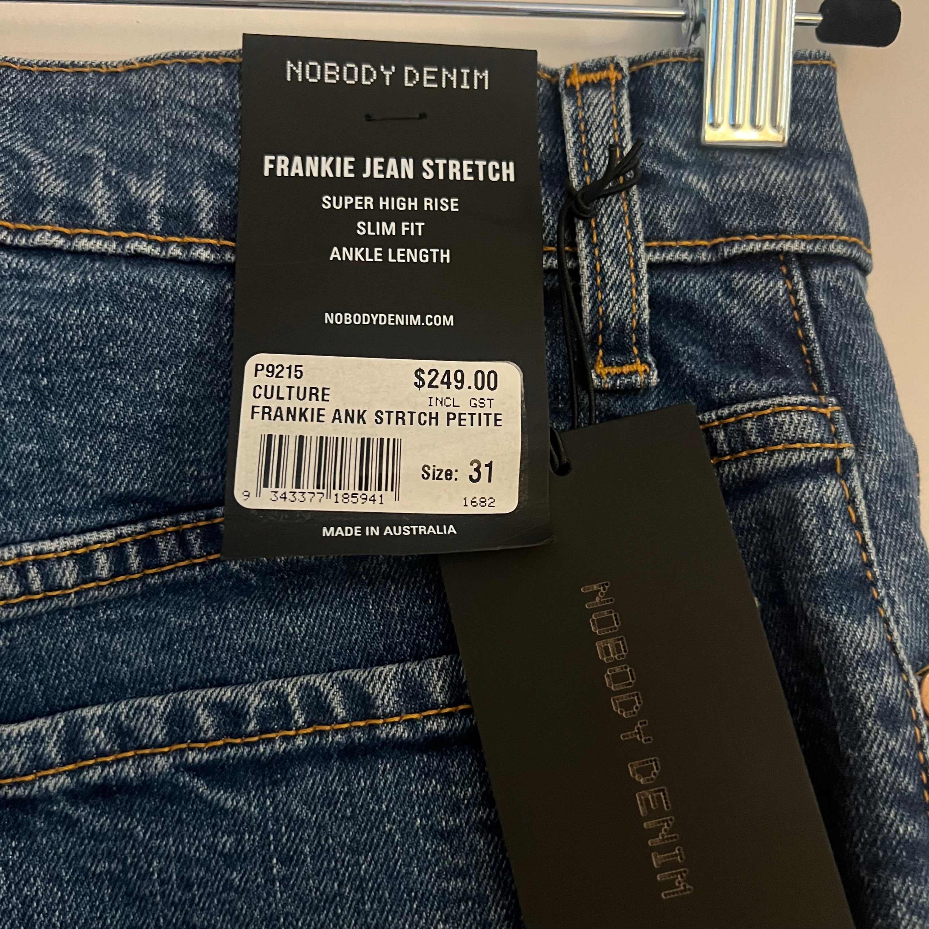 Nobody Denim Frankie Ankle Stretch Petite Ultra High Rise Slim NWT Size 31
