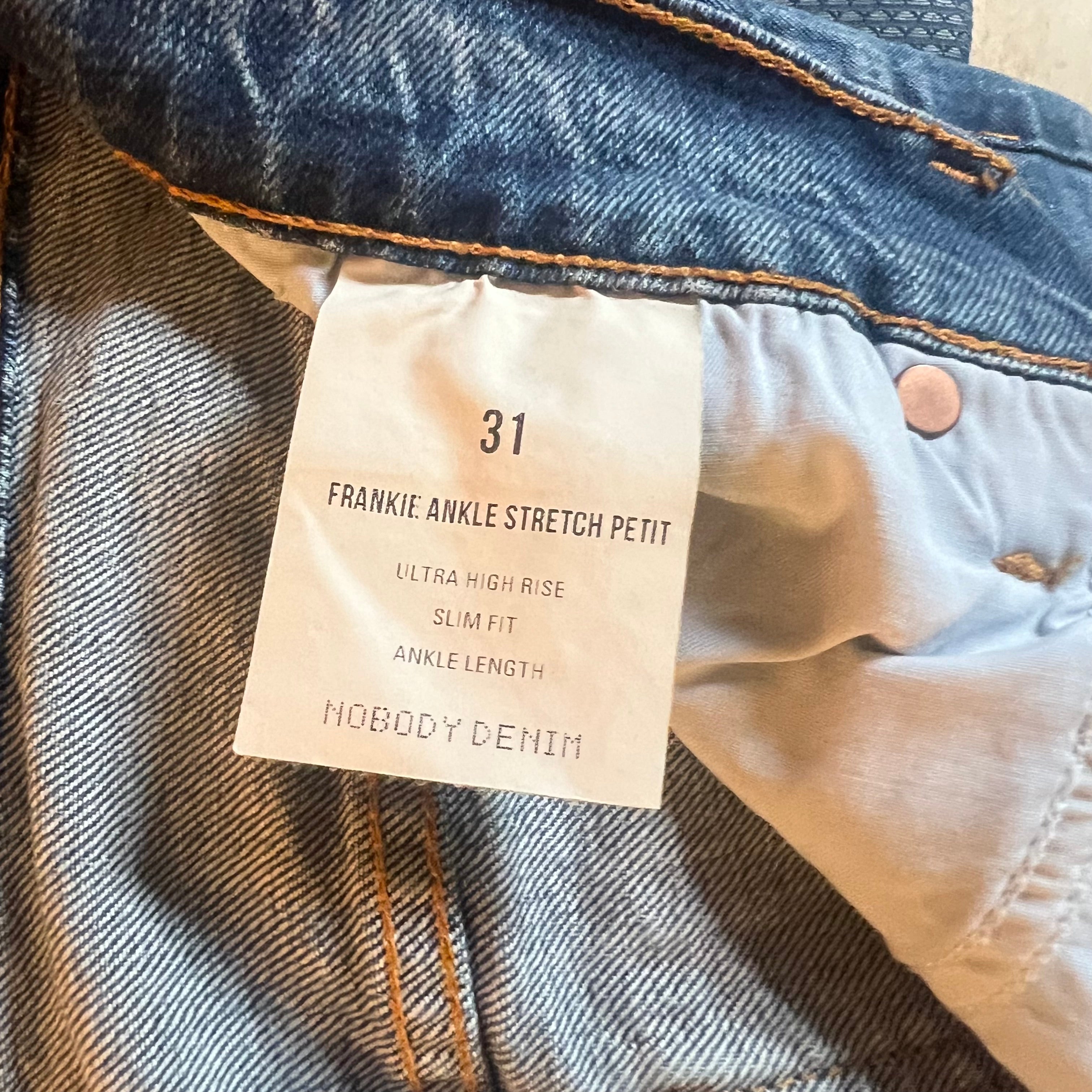 Nobody Denim Frankie Ankle Stretch Petite Ultra High Rise Slim NWT Size 31