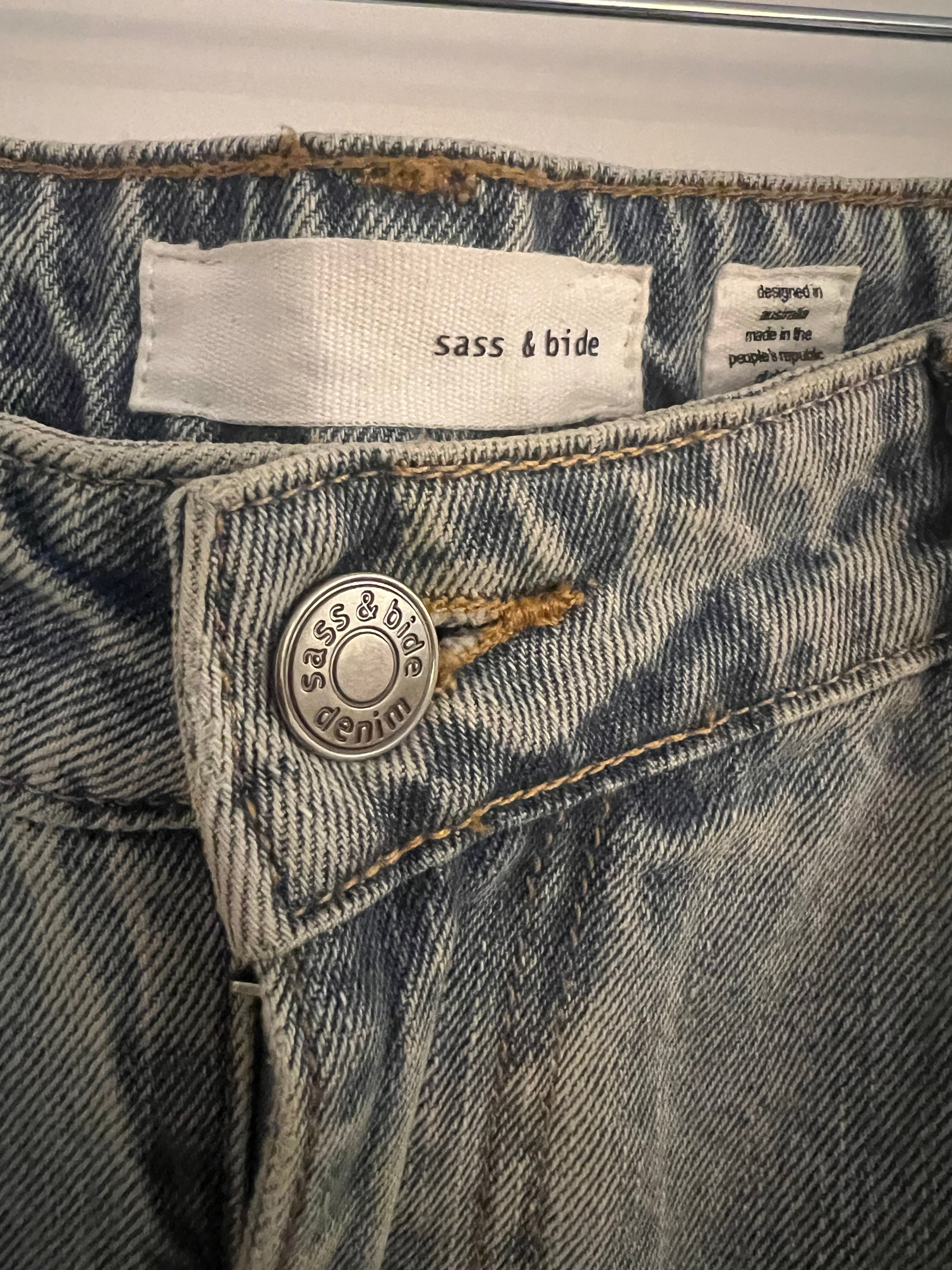 Sass & Bide Light Wash Denim Skirt Australian Designer Pre-Loved Size 10