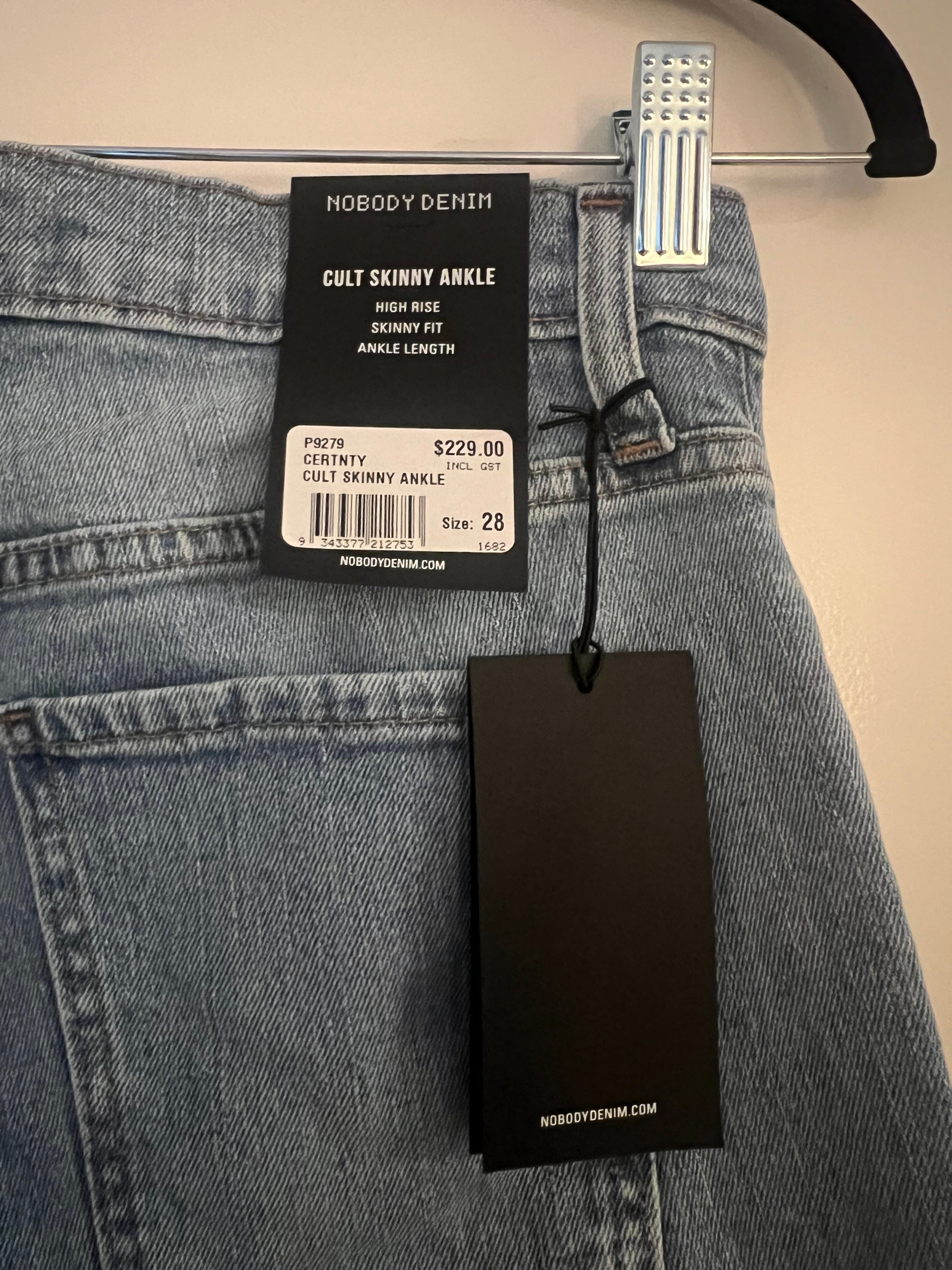 Nobody Denim Cult Skinny Ankle High Rise NWT Size 28 RRP $229 Australian Denim