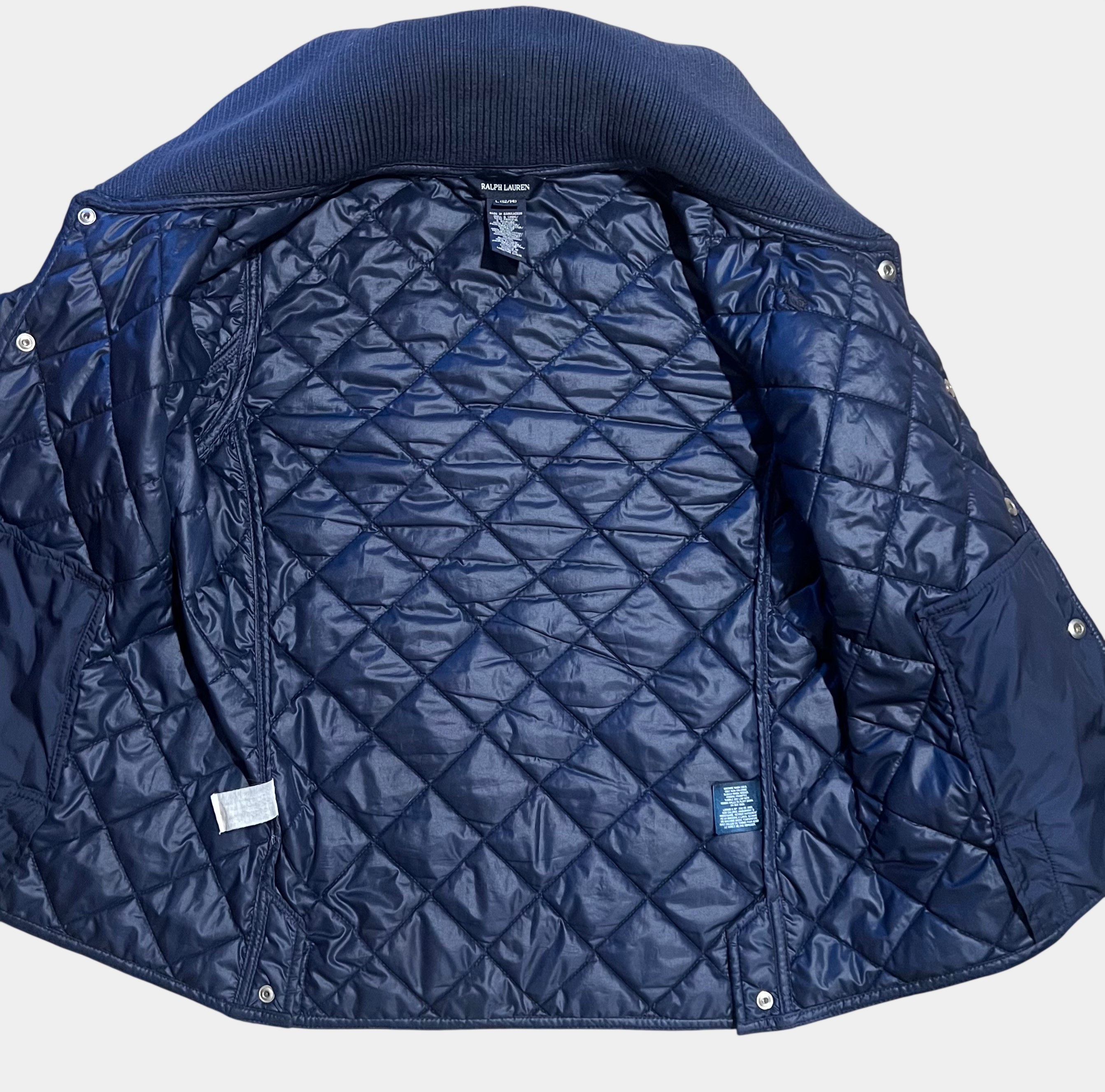 Vintage Ralph Lauren Navy Quilted Jacket Kids L 12/14 Fits Women's XXS